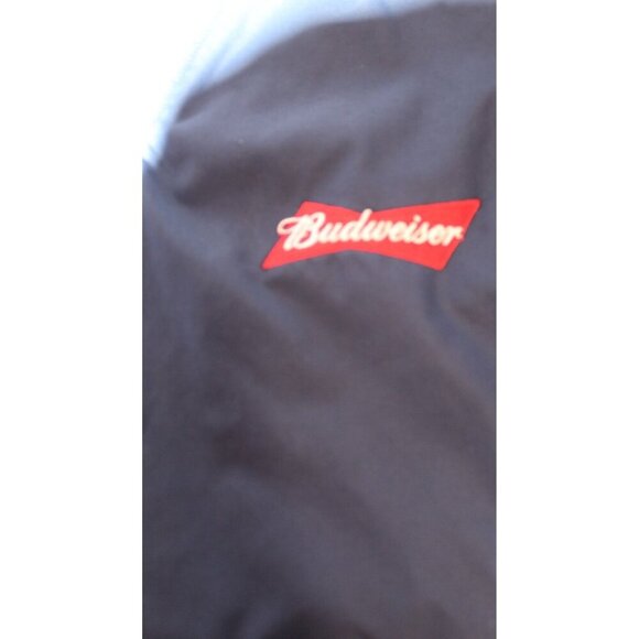 Sports -Tech Budweiser Windbreaker Mens M Navy Jacket Pullover Blue LinedCasual - Picture 6 of 16